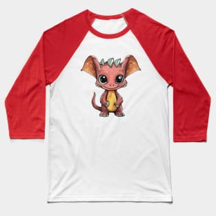 Cute Pink Hoofed Dragon Illustration Baseball T-Shirt